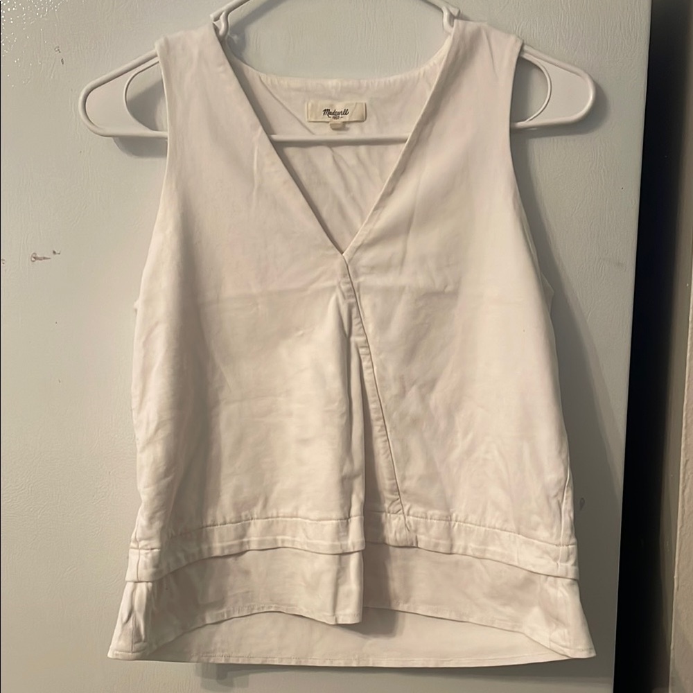 Madewell 100% Cotton White Oversized Tank Blouse White Sleeveless‎ Top Small